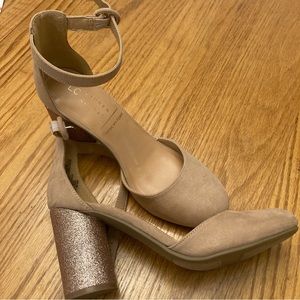 LC Lauren Conrad Hydrangea Gold 3.5” Glitter Heels Women’s Sizes 8.5 ✨NIB✨
